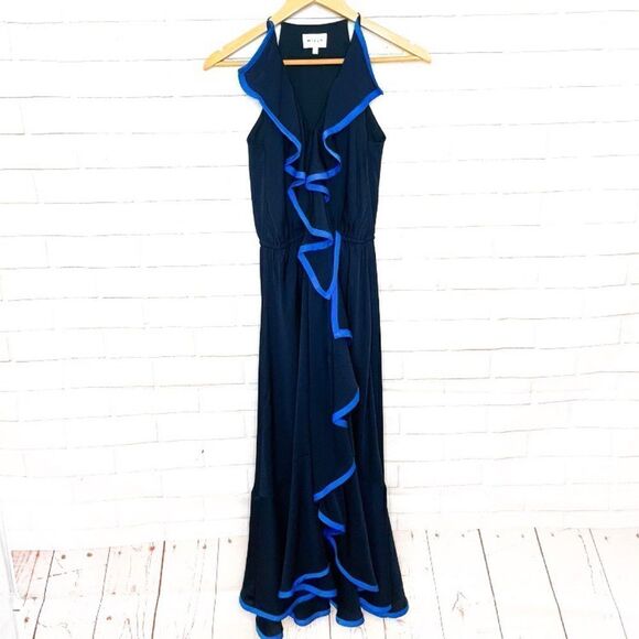Milly Dresses & Skirts - 2 for $30 MILLY Navy Front Ruffled Maxi Dress